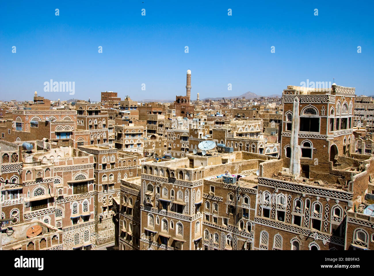 Yémen, Sanaa, ancienne ville arabe, l'architecture traditionnelle Banque D'Images