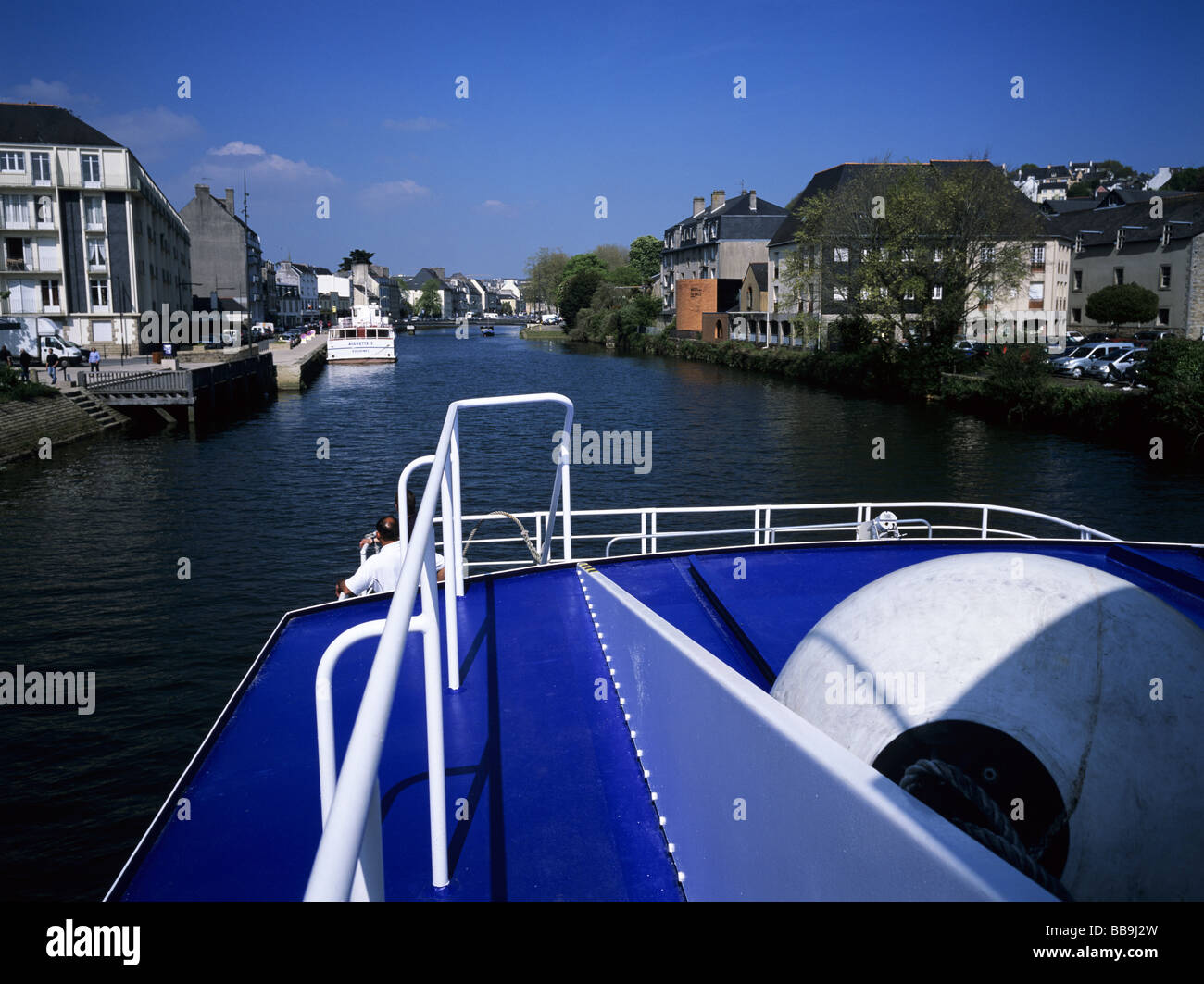 6x4.5cm France Bretagne Quimper Vedettes Odet river port Banque D'Images