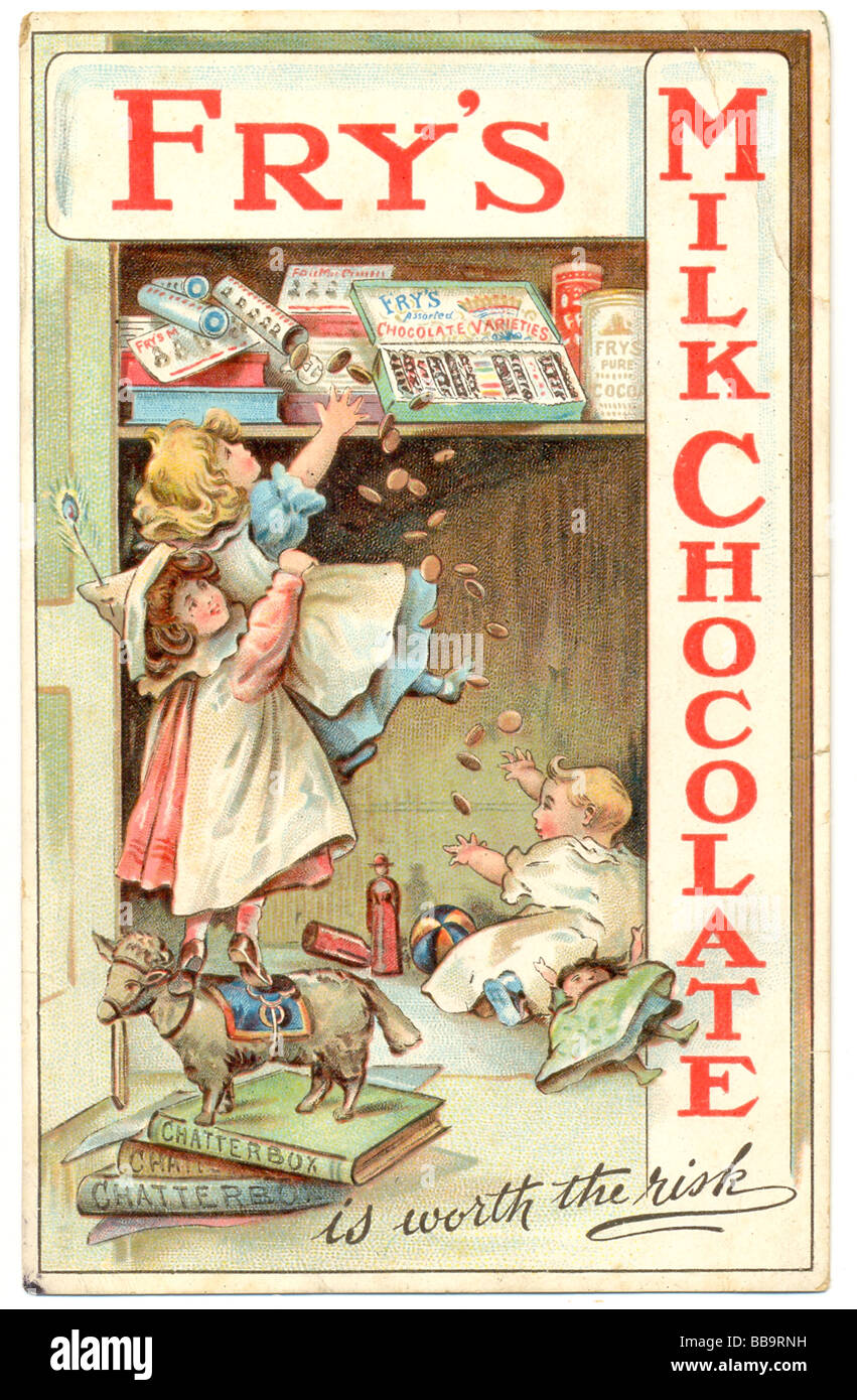 Carte postale publicitaire pour Fry's Chocolate vers 1903 Banque D'Images