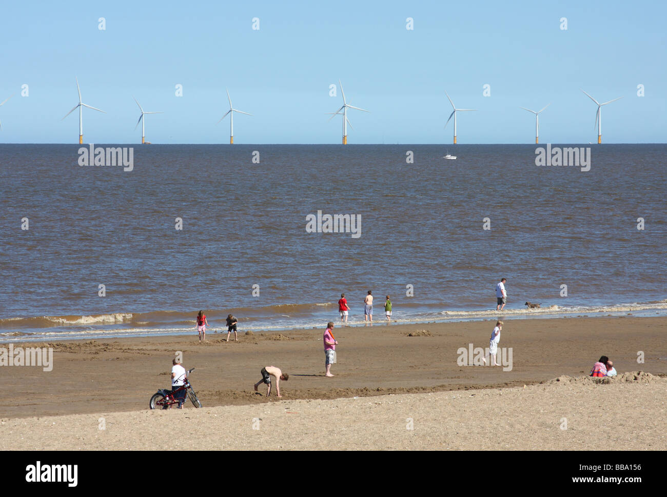 Un parc éolien offshore du Lincolnshire, en Angleterre, Royaume-Uni Banque D'Images