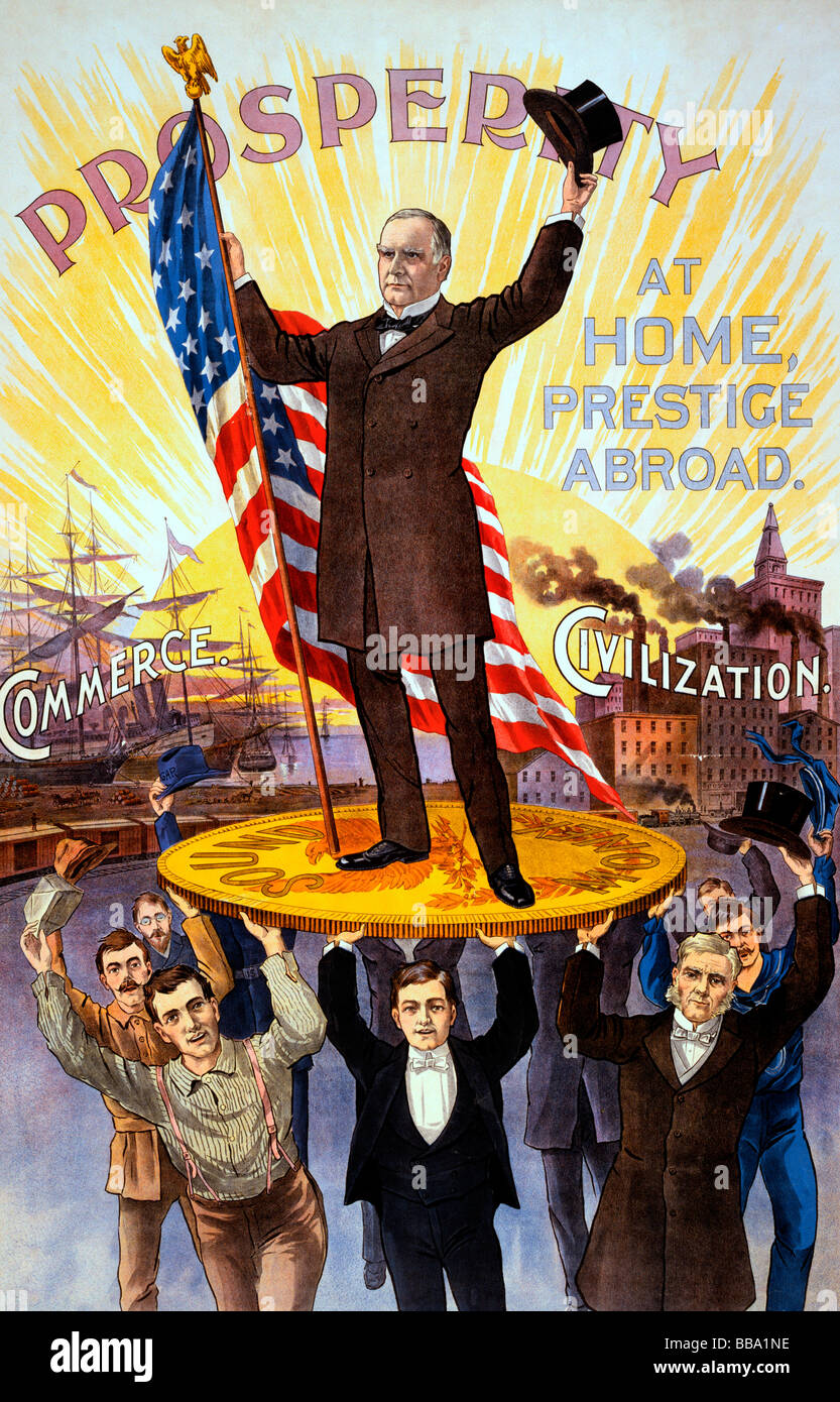 La prospérité à la maison, le prestige à l'étranger - affiche de campagne pour William Mckinley Banque D'Images