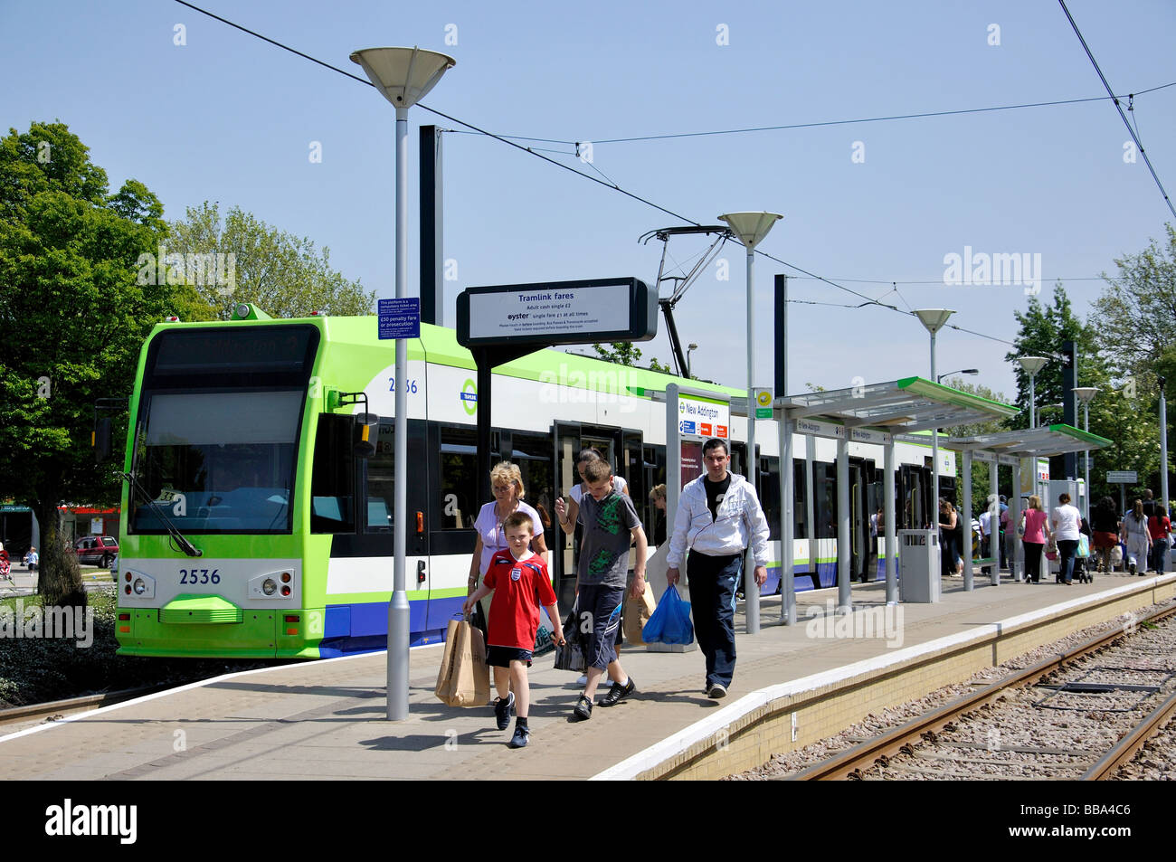 Tramlink Tramway, New Addington, Greater London, Angleterre, Royaume-Uni Banque D'Images