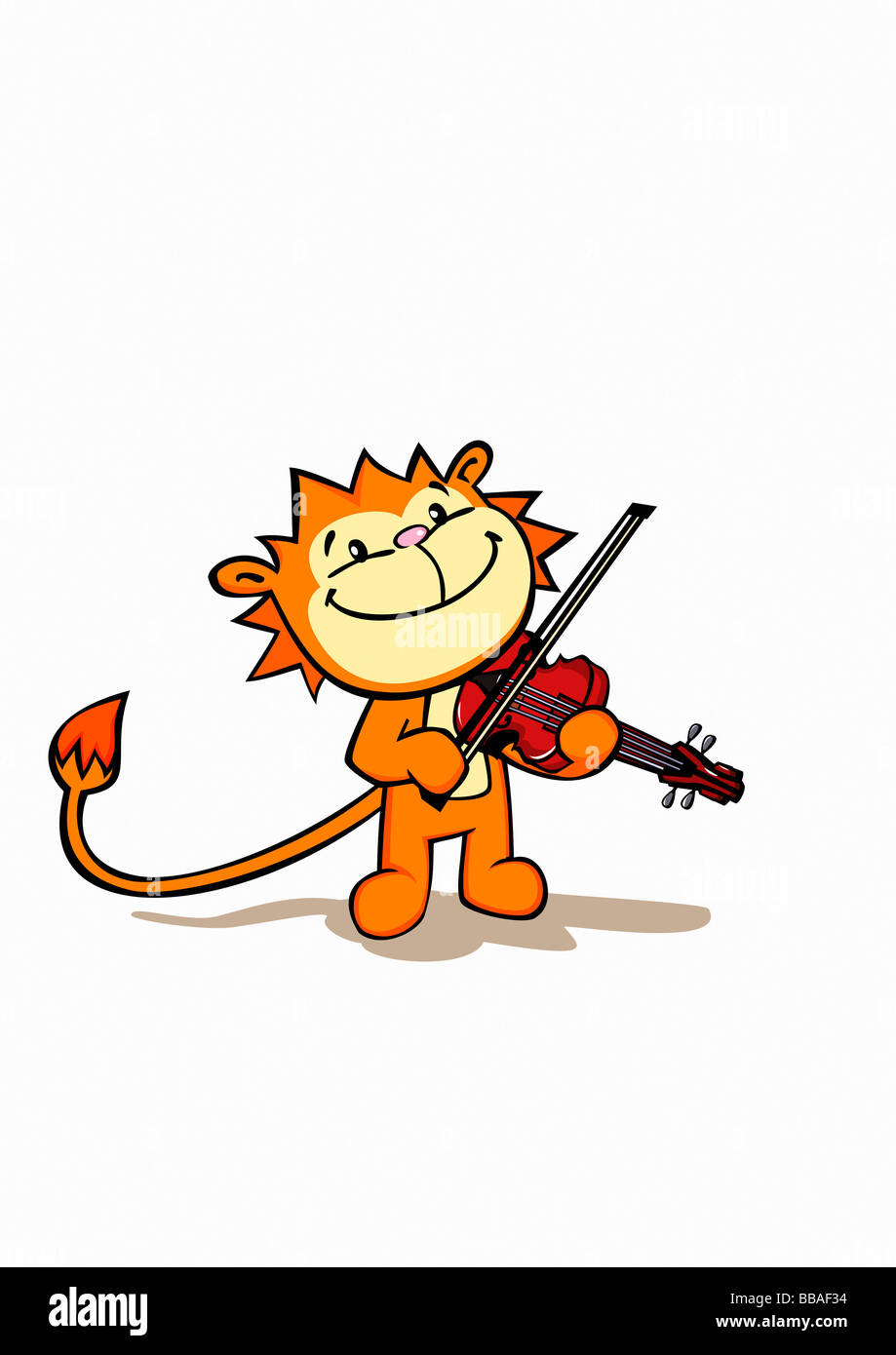 Un lion jouant du violon Banque D'Images