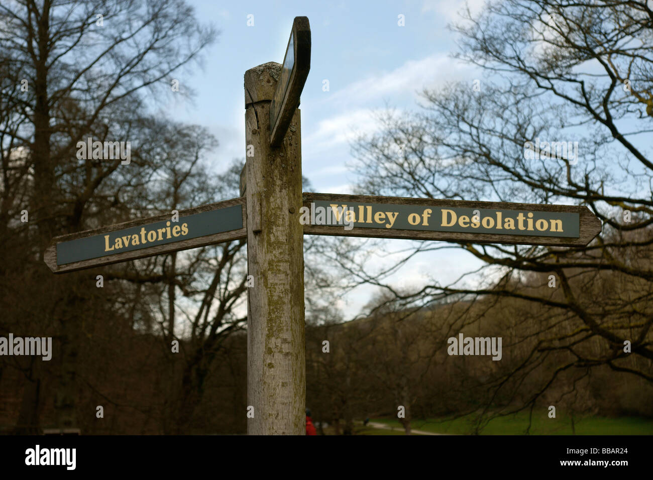 Inscrivez-vous pour les toilettes ou la vallée de la Désolation près de Bolton Abbey Yorkshire Angleterre Royaume-uni (c) Marc Jackson Photography Banque D'Images