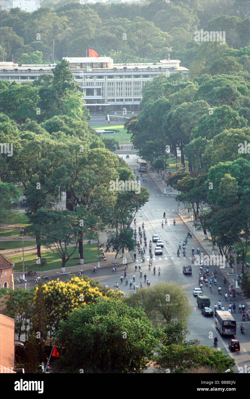 Vietnam, Ho Chi Minh Ville (Saigon), Palais de la réunification sur Le Duan Boulevard. Banque D'Images