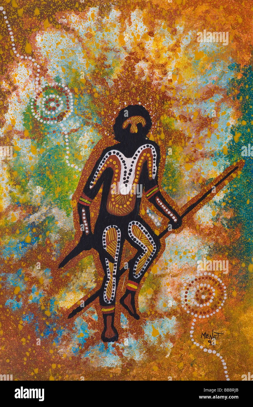 Véritable œuvre d'art autochtone de l'Australie Banque D'Images