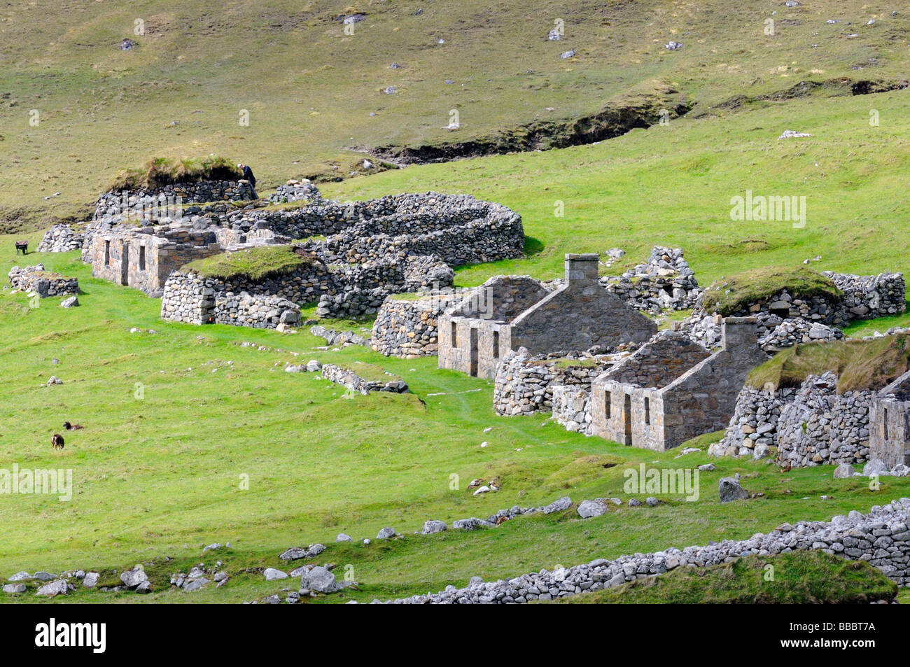 Le village abandonné, de maisons abandonnées et rue Principale sur St Kilda Banque D'Images