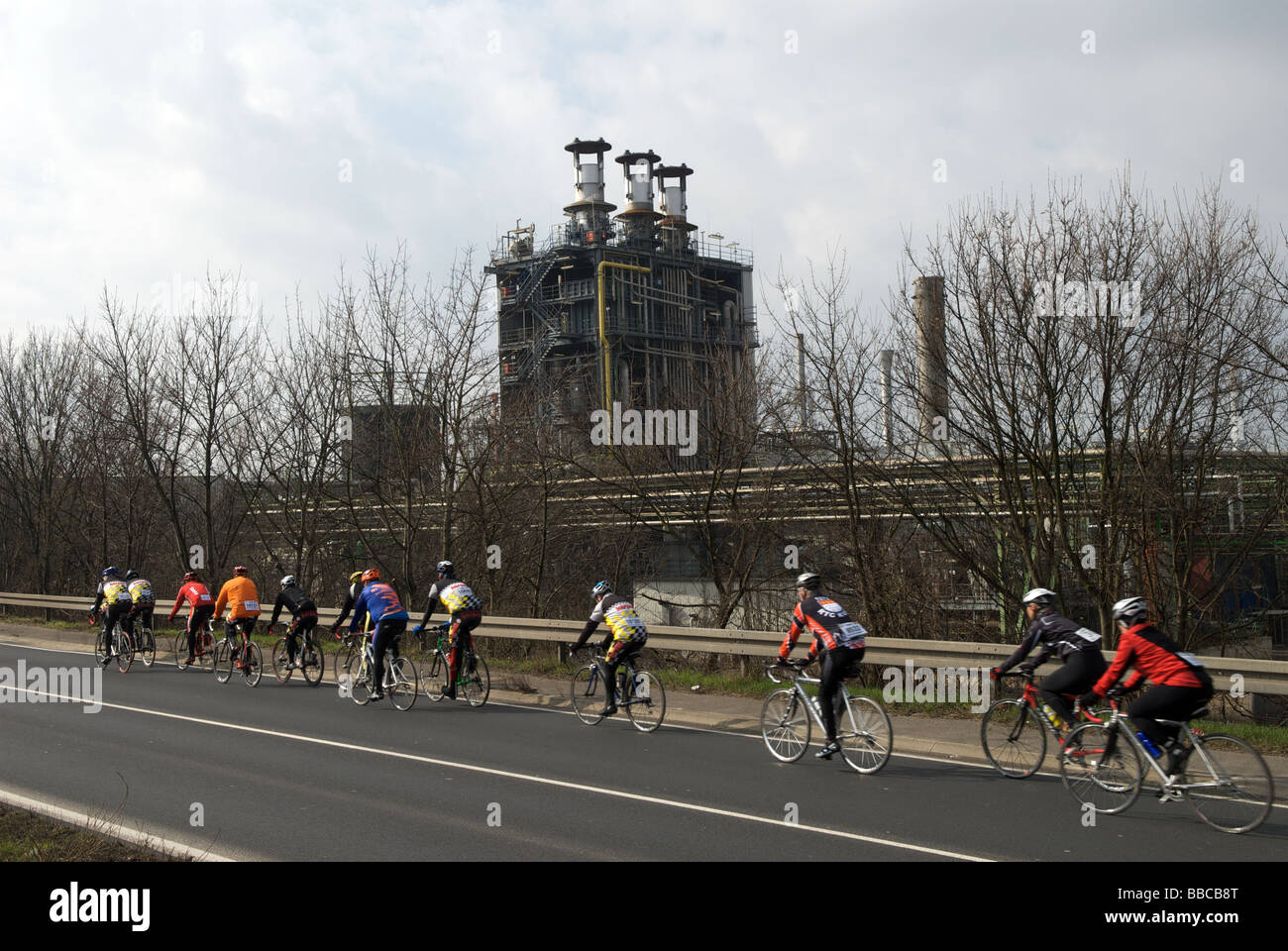 Course cycliste, Wesseling, Cologne, Allemagne. Banque D'Images