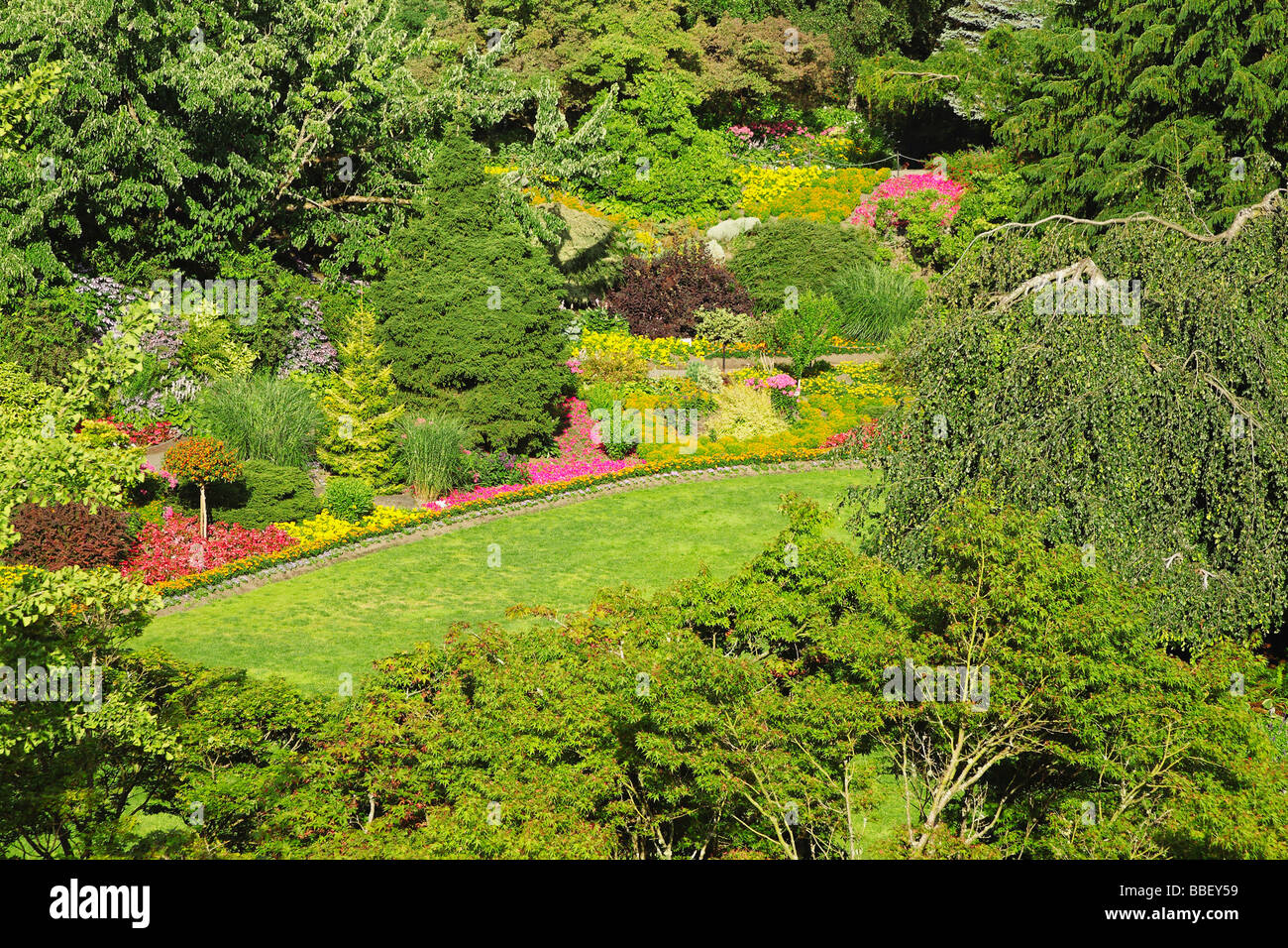 Le Quarry Gardens sont populaires avec les habitants et les touristes qui visitent le parc Queen Elizabeth Vancouver Banque D'Images