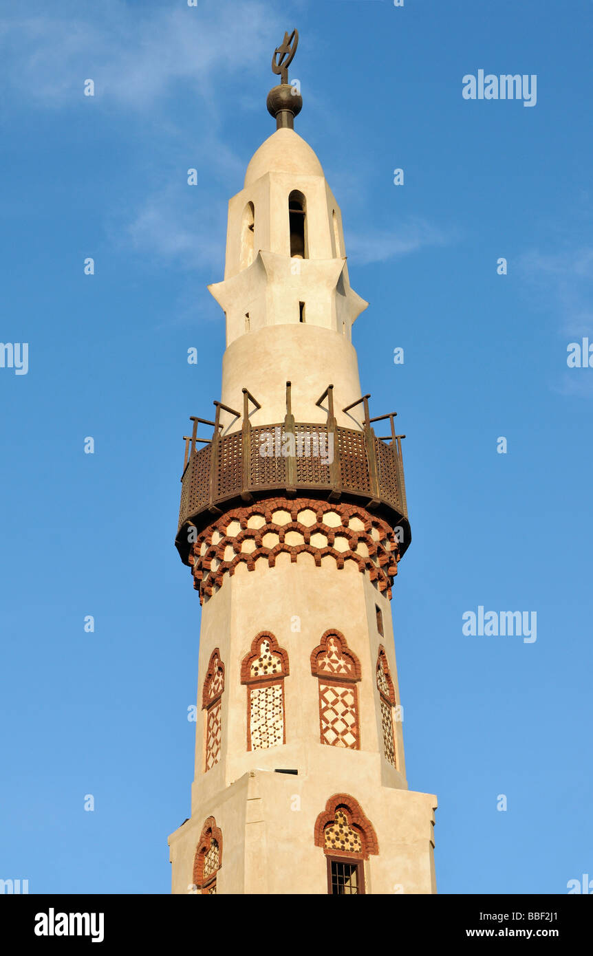 Minaret de mosquée d'Abou el Haggag sur site de Luxor Temple de Thèbes, Egypte Banque D'Images