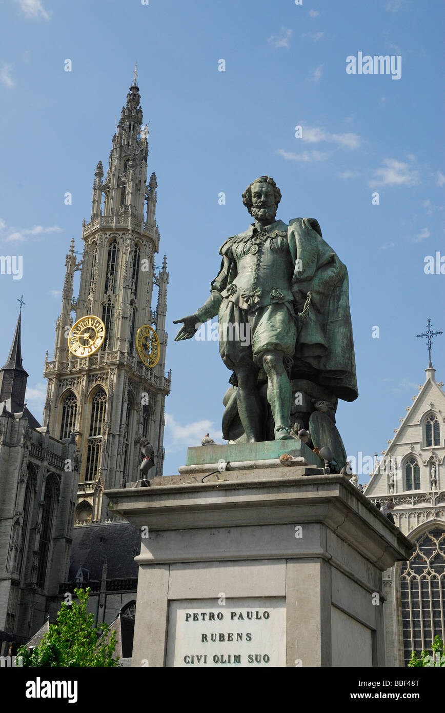 Statue du peintre flamand Peter Paul Rubens, Anvers Banque D'Images