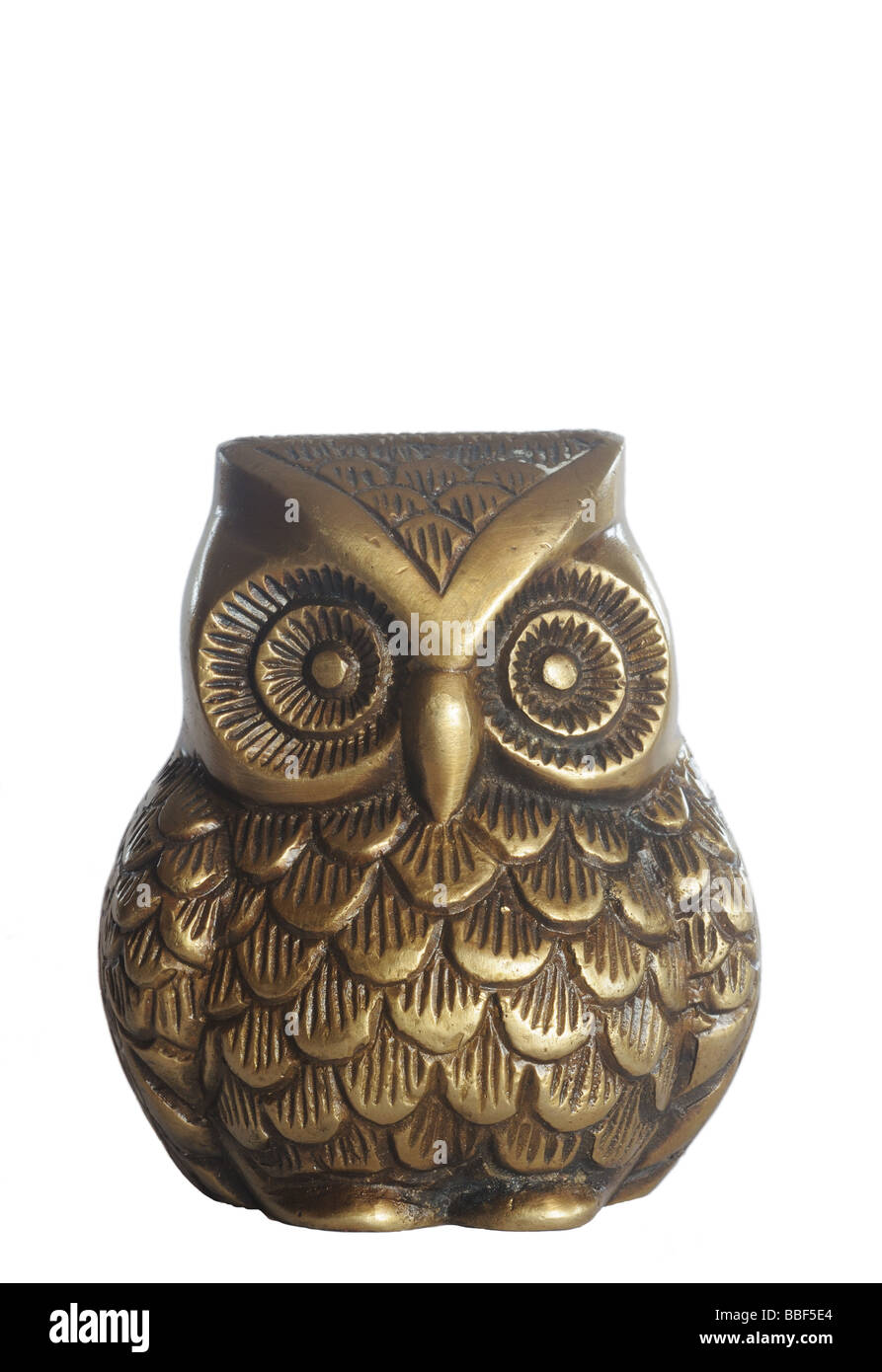 Ornement owl en laiton Banque D'Images