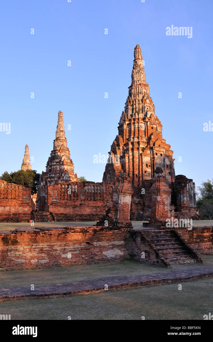 Temple Wat Chaiwatthanaram partie du parc historique, patrimoine mondial de l'UNESCO, Ayutthaya, Thaïlande. Banque D'Images