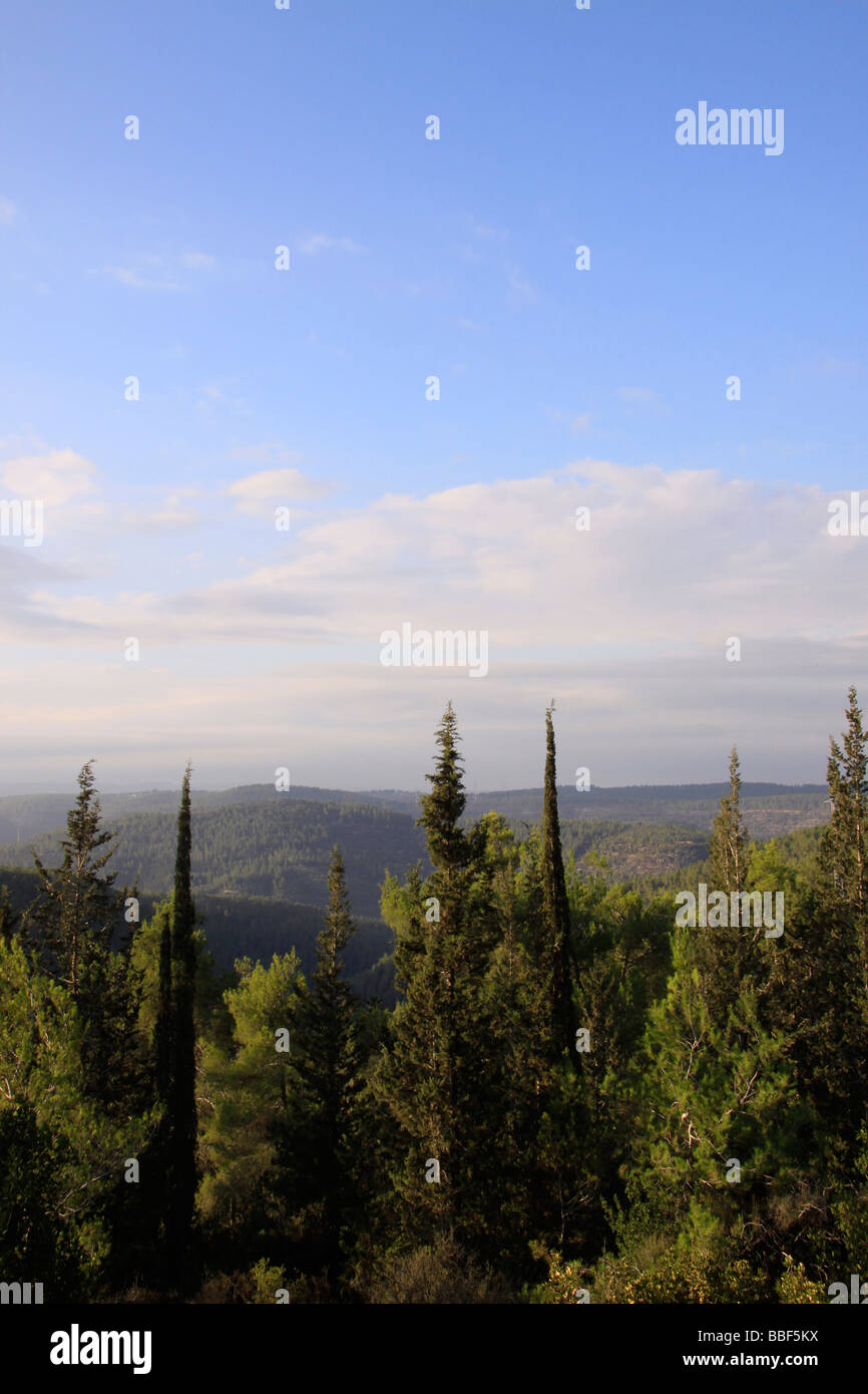Israël Jérusalem montagne vue de la route 395 d'Eschthaol à Ein Karem Banque D'Images