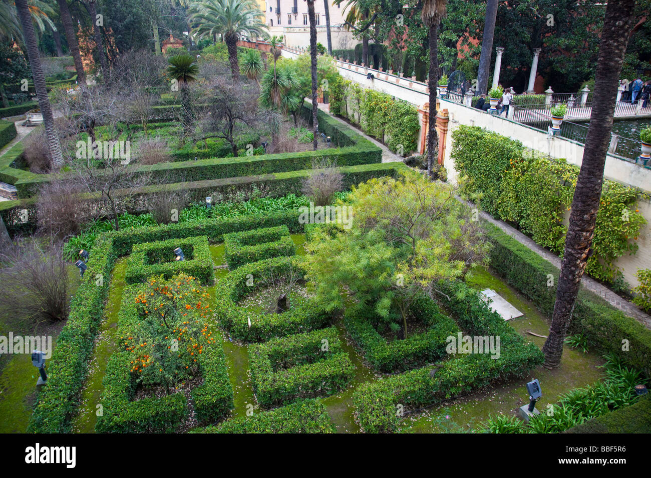 Jardin d'El Estanque dans l'Alcazar de Séville Espagne Banque D'Images