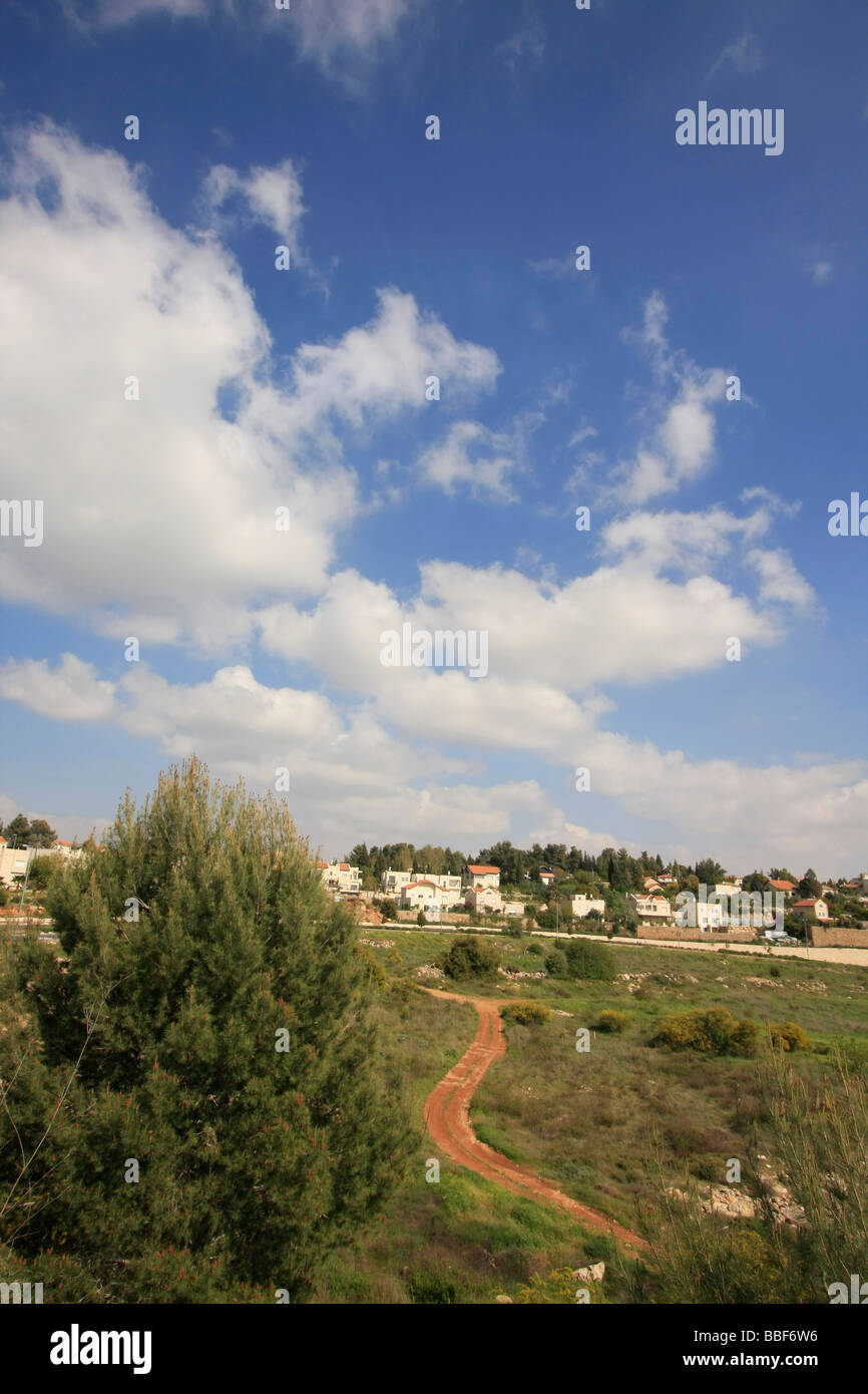 Israël Jérusalem vue montagnes de Tzur Hadassah Banque D'Images
