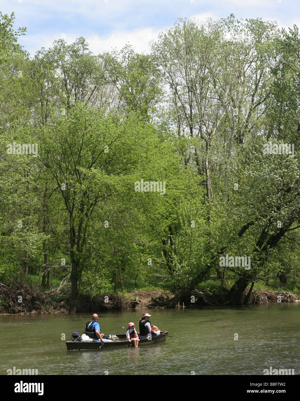 Pirogue familiale Big Darby river national scenic river de l'Ohio Banque D'Images