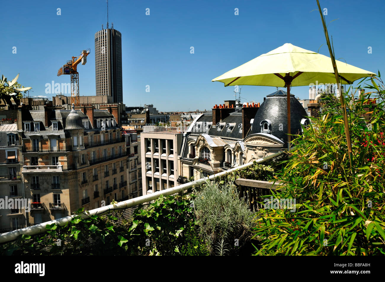 Paris France, vue aérienne de l'Appartement privé, Balcon Jardin Terrasse urbaine Banque D'Images