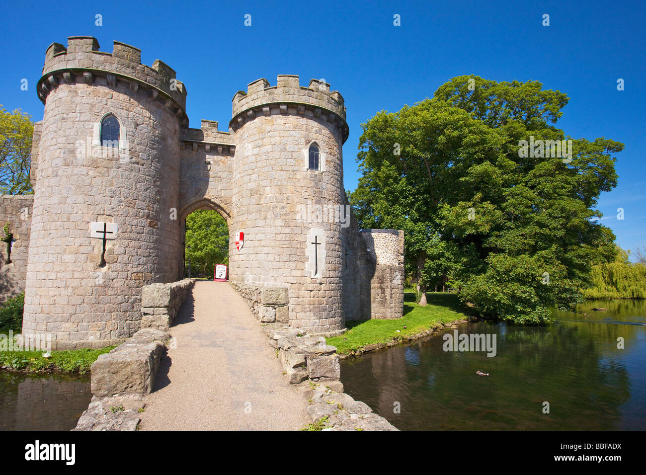 Whittington douves du château près de Shropshire Oswestry England UK Royaume-Uni GB Grande-bretagne Îles britanniques Europe Banque D'Images
