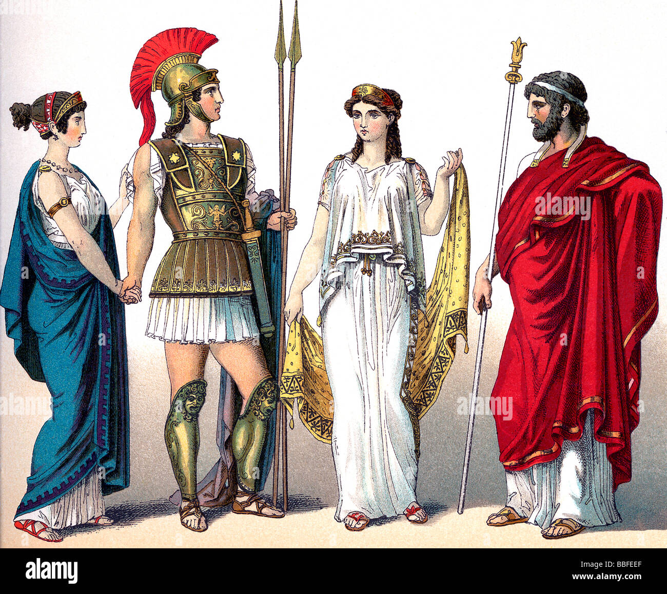 Les femmes grecques, guerrier, et le Roi Banque D'Images