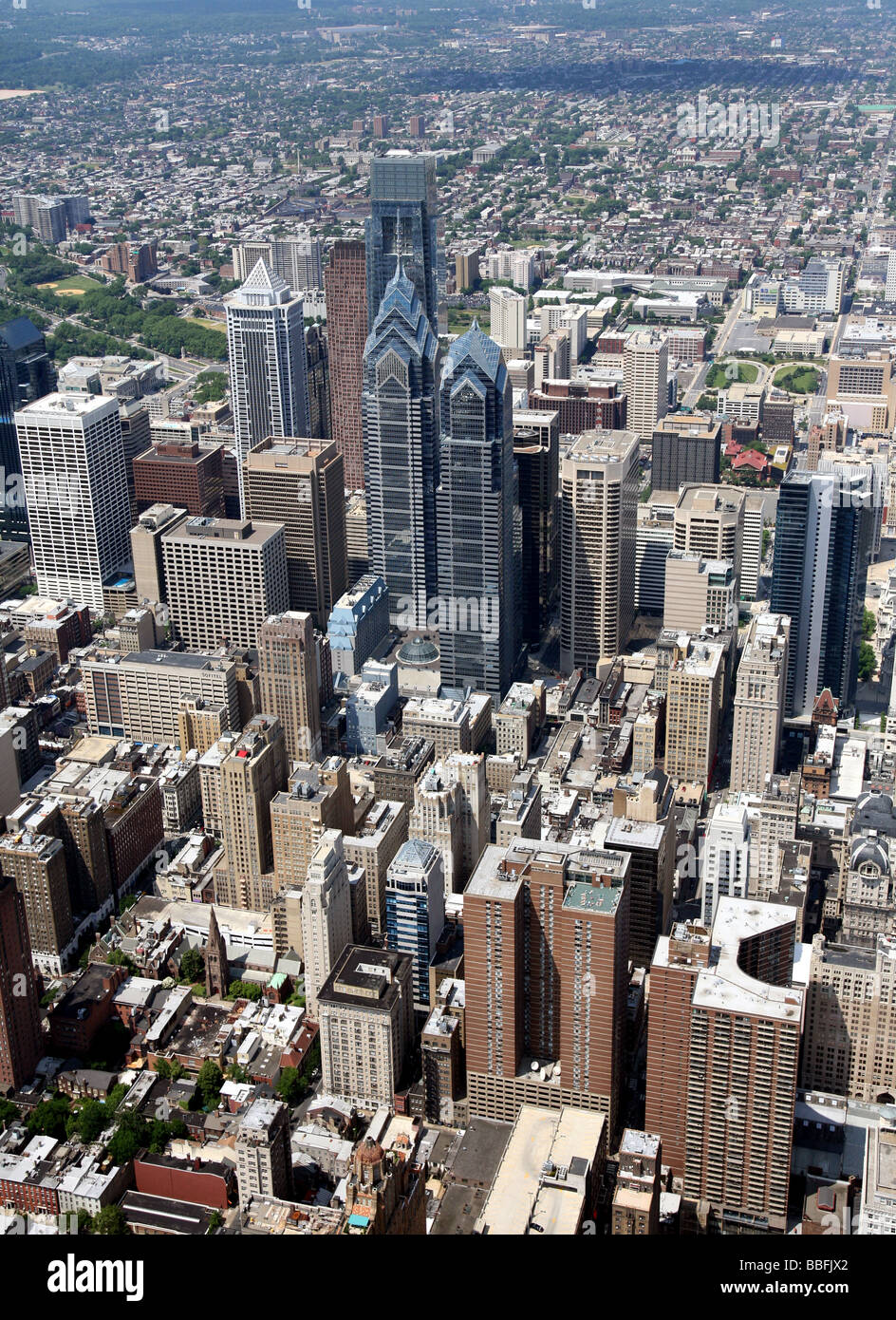 Vue aérienne du centre-ville de Philadelphie, Pennsylvanie, États-Unis d'Amérique Banque D'Images