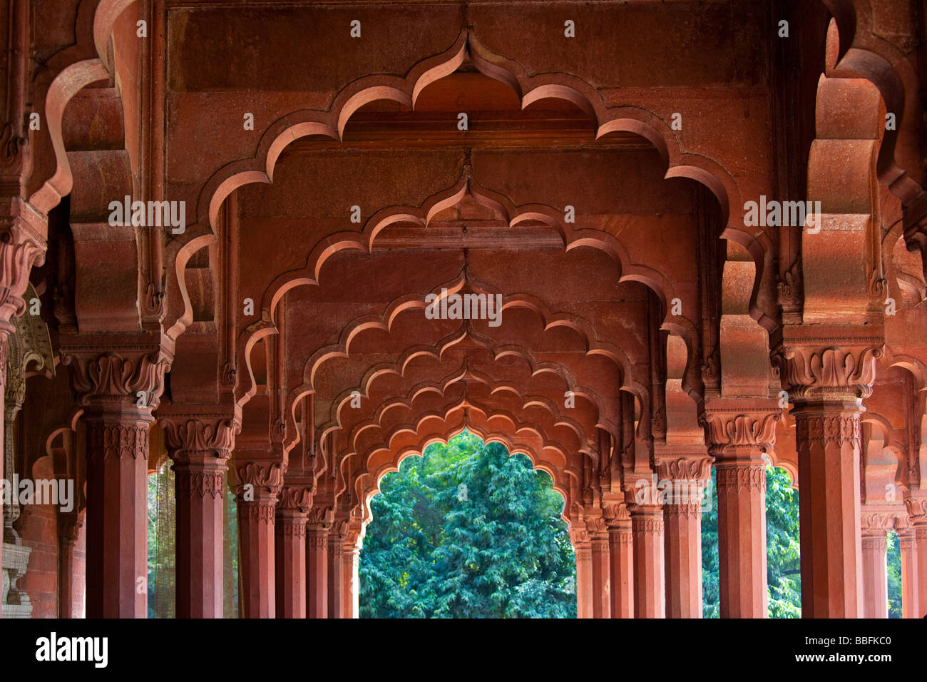 Je suis Diwan ou hall d'audience publique dans le Fort Rouge à Delhi Inde Banque D'Images