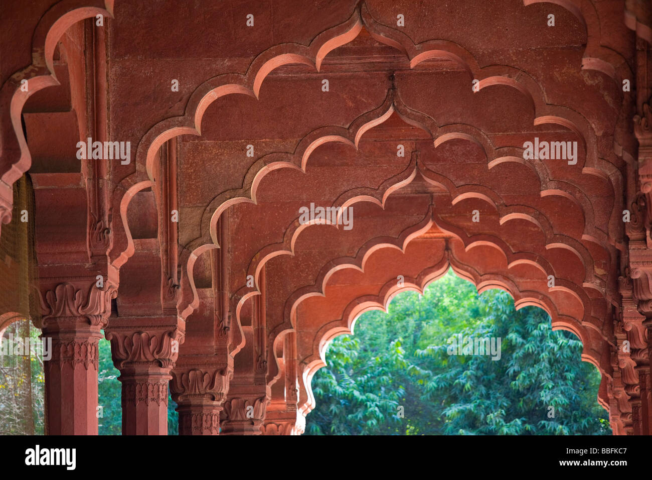 Je suis Diwan ou hall d'audience publique dans le Fort Rouge à Delhi Inde Banque D'Images