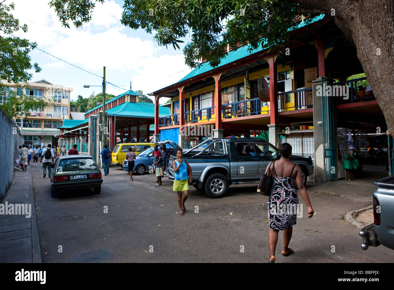 Bénézet Street au Sir Selwyn Clarke market, la capitale Victoria, île de Mahé, Seychelles, océan Indien, Afrique Banque D'Images