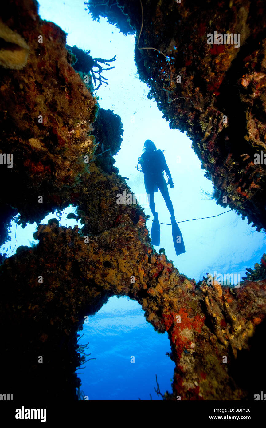 Diver silhouette. Banque D'Images