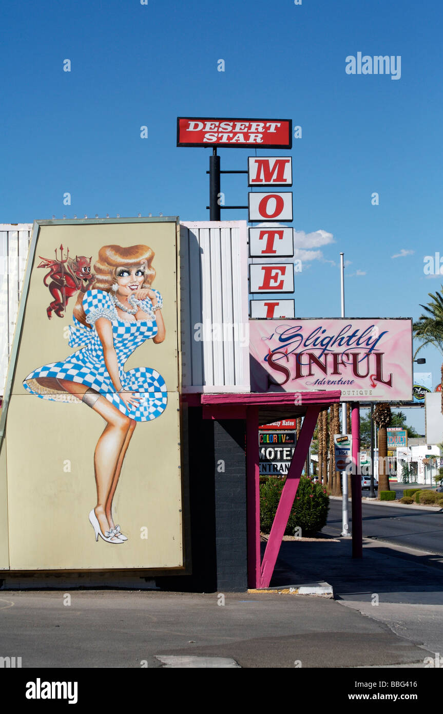 Strip Desert Star Motel et Mesdames Boutique Banque D'Images