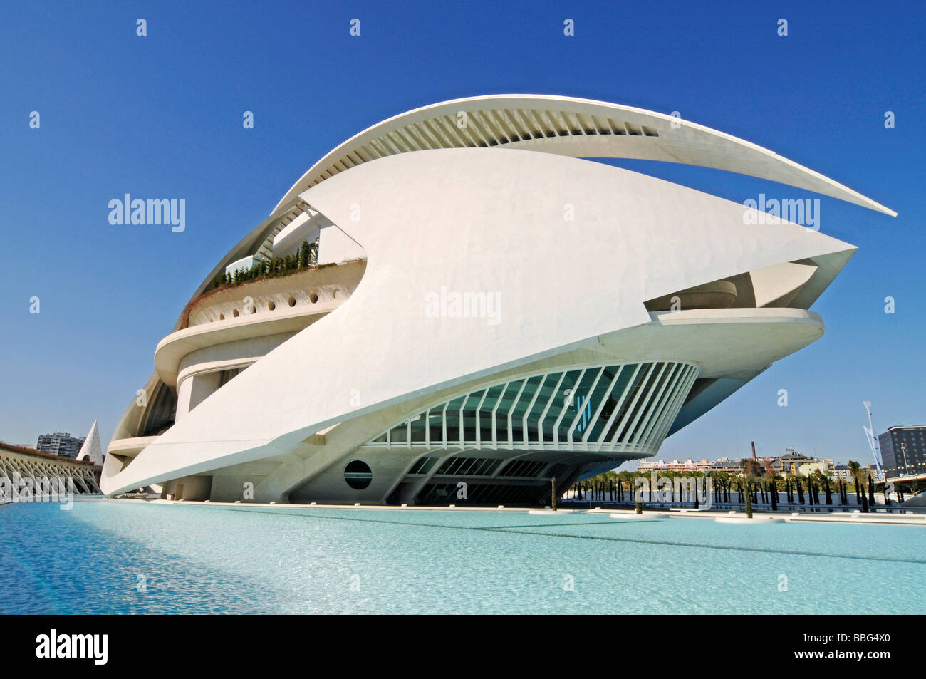 Palau de les Arts Reina Sofia, l'opéra, le théâtre musical, Ciudad de las Artes y Ciencias, cité des arts et des sciences, Valence, Banque D'Images