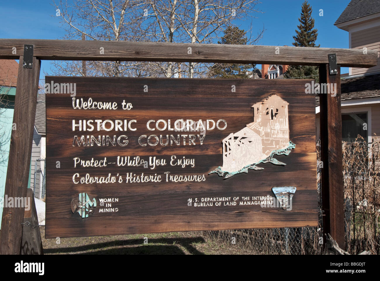 Colorado Leadville National Historic Landmark District welcome sign Banque D'Images