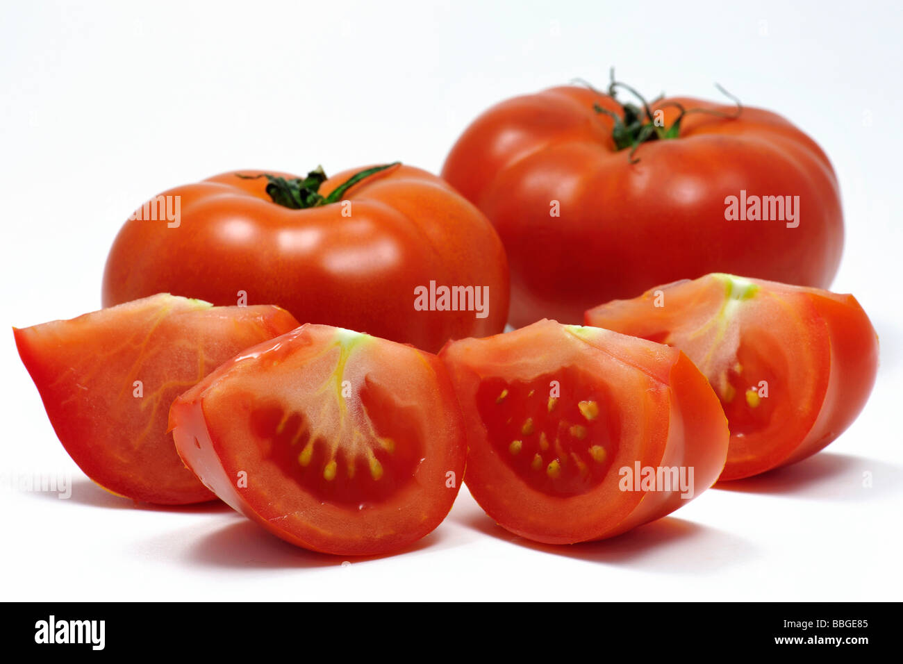 Tomates Tomates beefsteak ou boeuf Banque D'Images