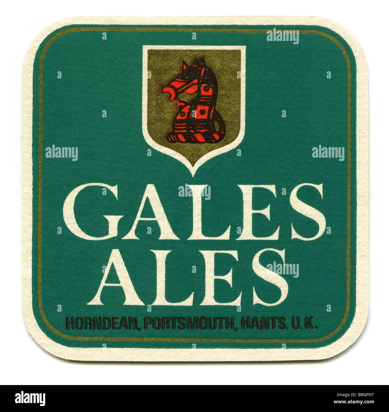 Vieux beermat pour Gales Ales, Havant, Portsmouth, Hampshire Banque D'Images