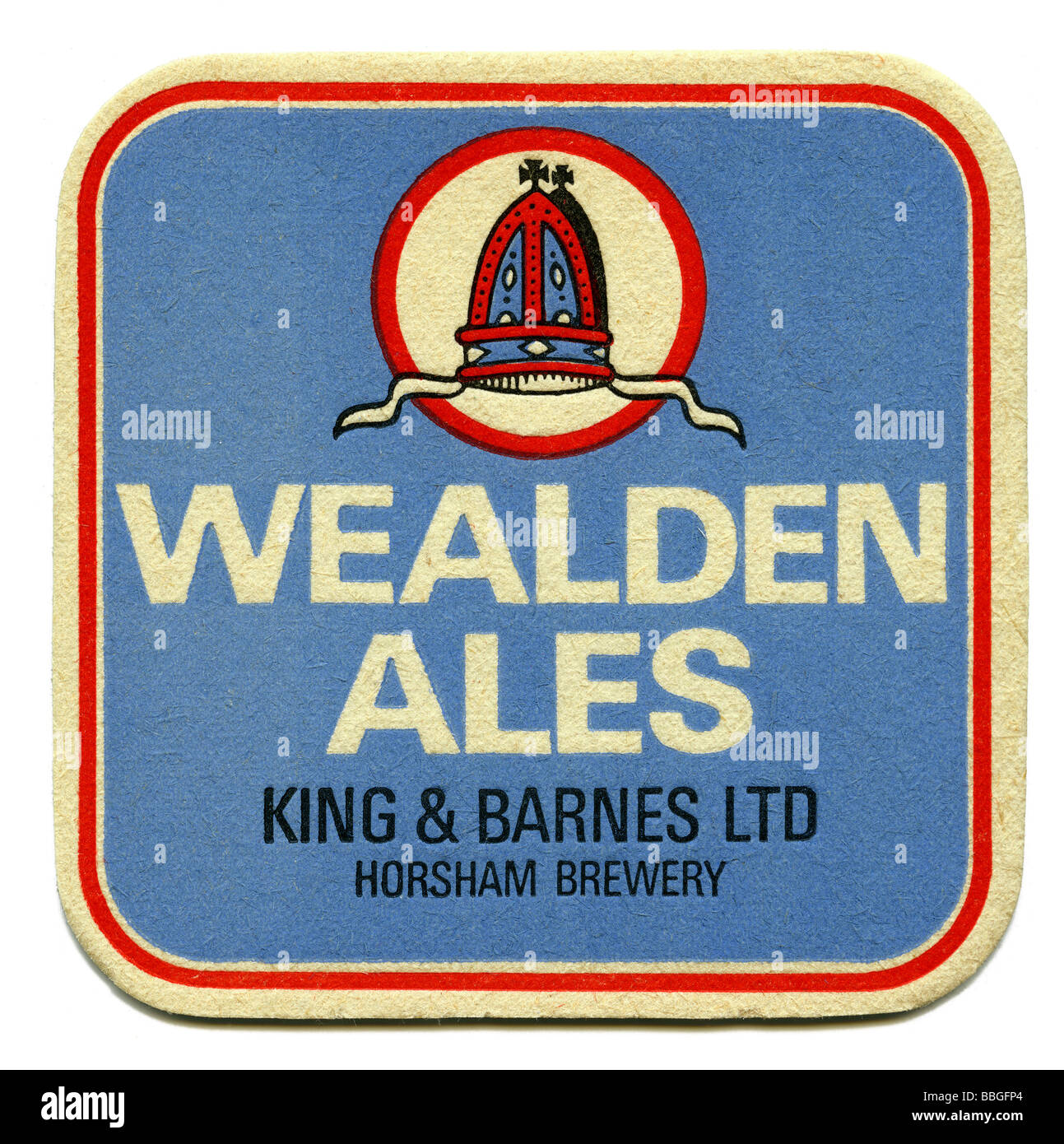 Vieux beermat de Wealden Ales, King & Barnes, Horsham, Sussex de l'Ouest Banque D'Images