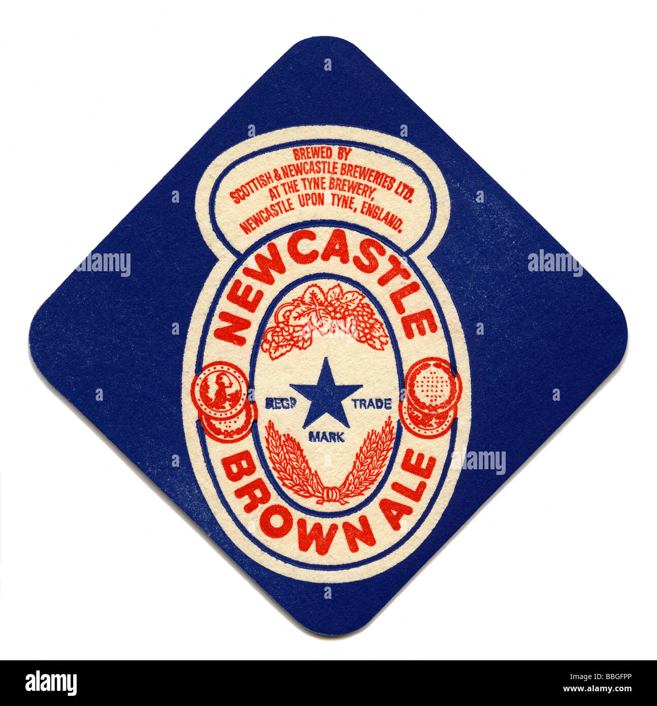 Vieux beermat pour Newcastle Brown Ale, Newcastle-upon-Tyne Banque D'Images