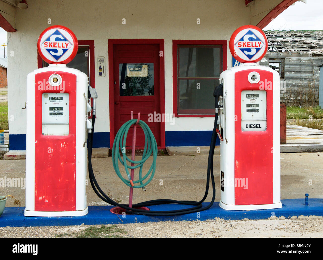 Une ancienne station-service de Skelly Texas Skellytown Banque D'Images