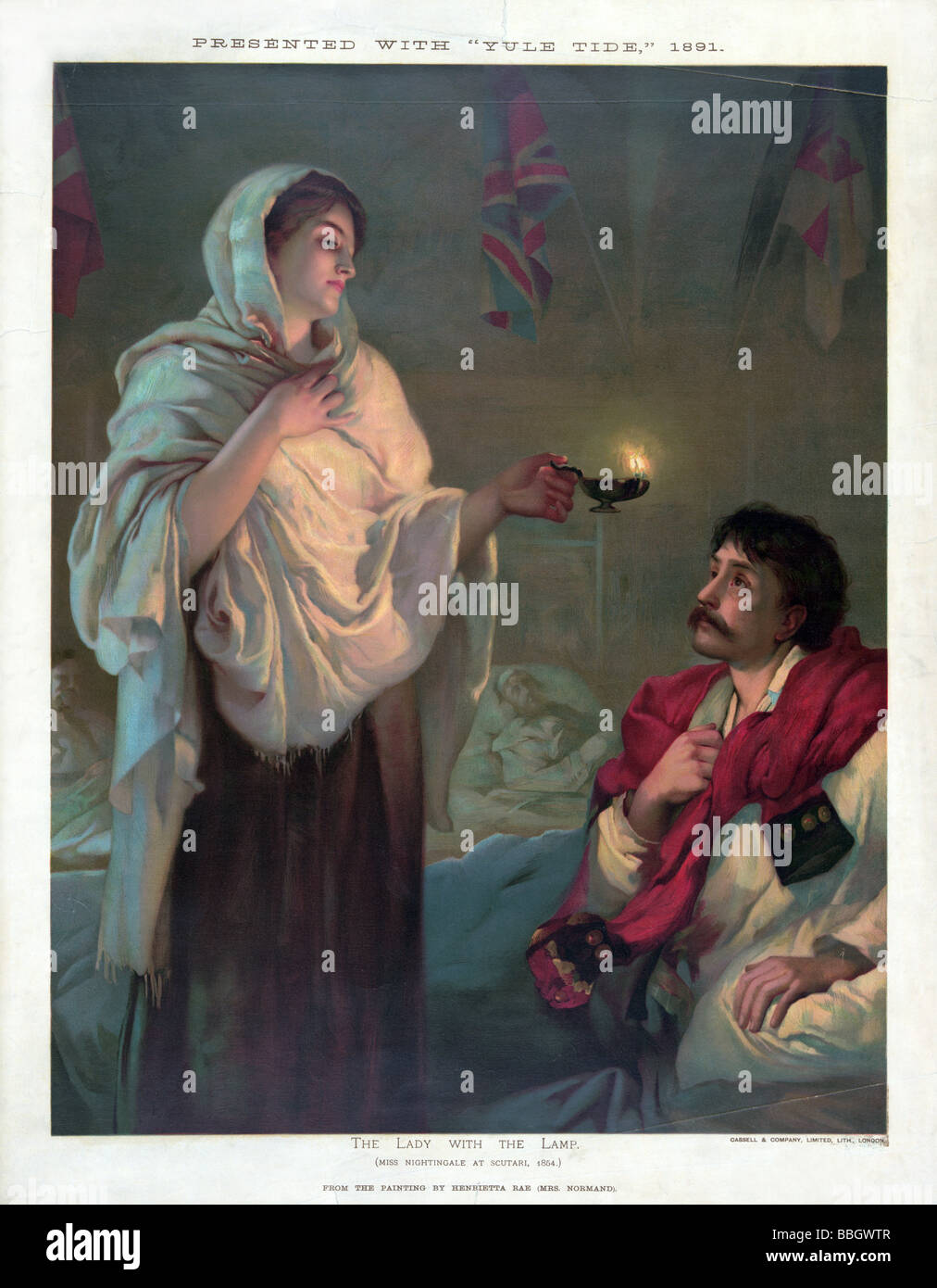 Portrait de Florence Nightingale, "La dame à la Lampe", à l'hôpital de Scutari barracks en 1854 pendant la guerre de Crimée. Banque D'Images