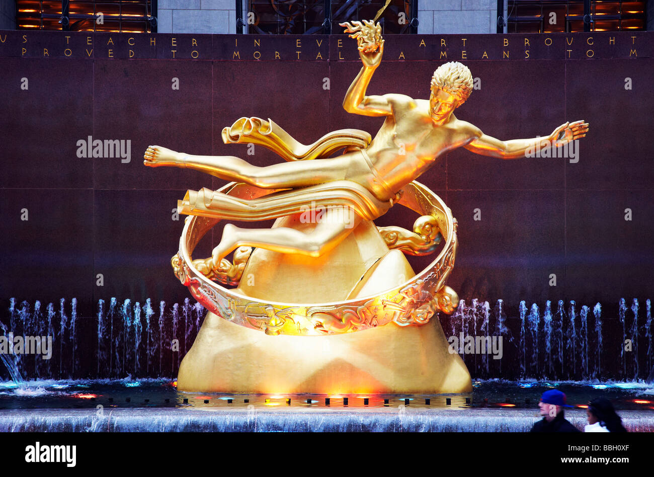 Statue de Prométhée, Rockefeller Plaza, New York, Banque D'Images