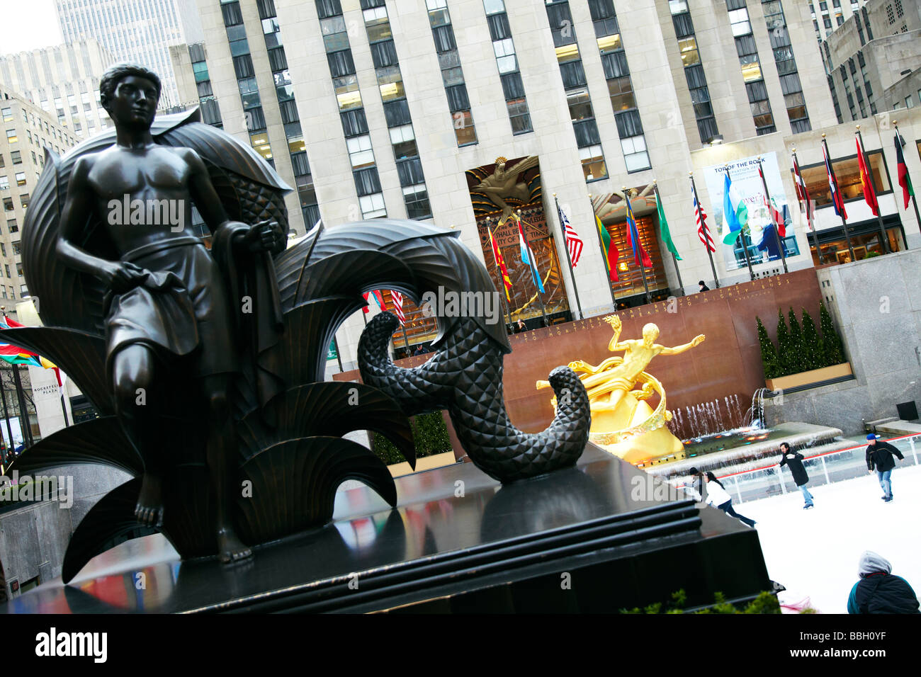 Statue de Prométhée, Rockefeller Center, New York Banque D'Images