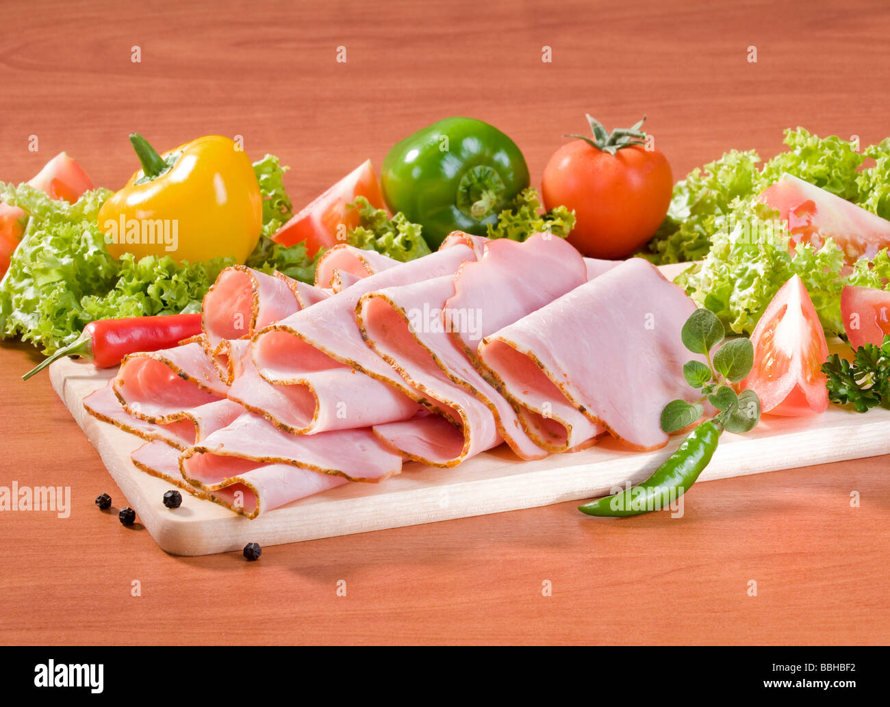 Jambon émincé Banque D'Images