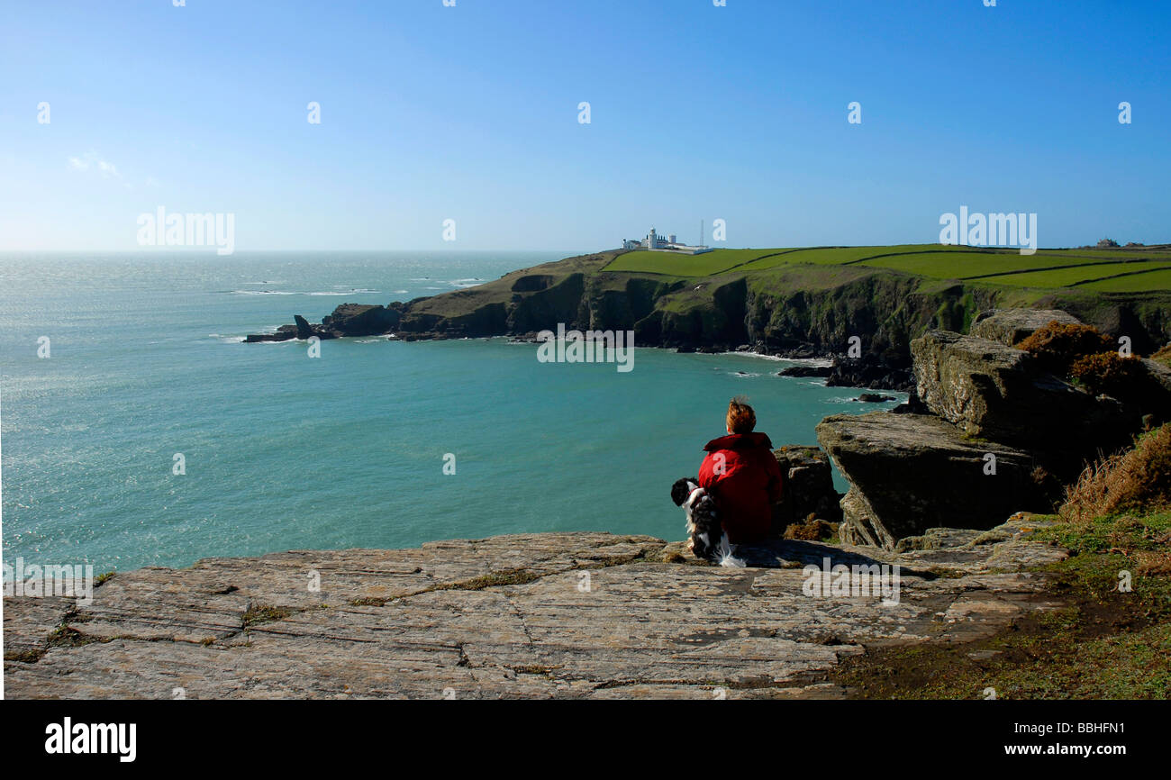Le lézard et le cap Lizard Lighthouse, Cornwall, Angleterre, Royaume-Uni Banque D'Images