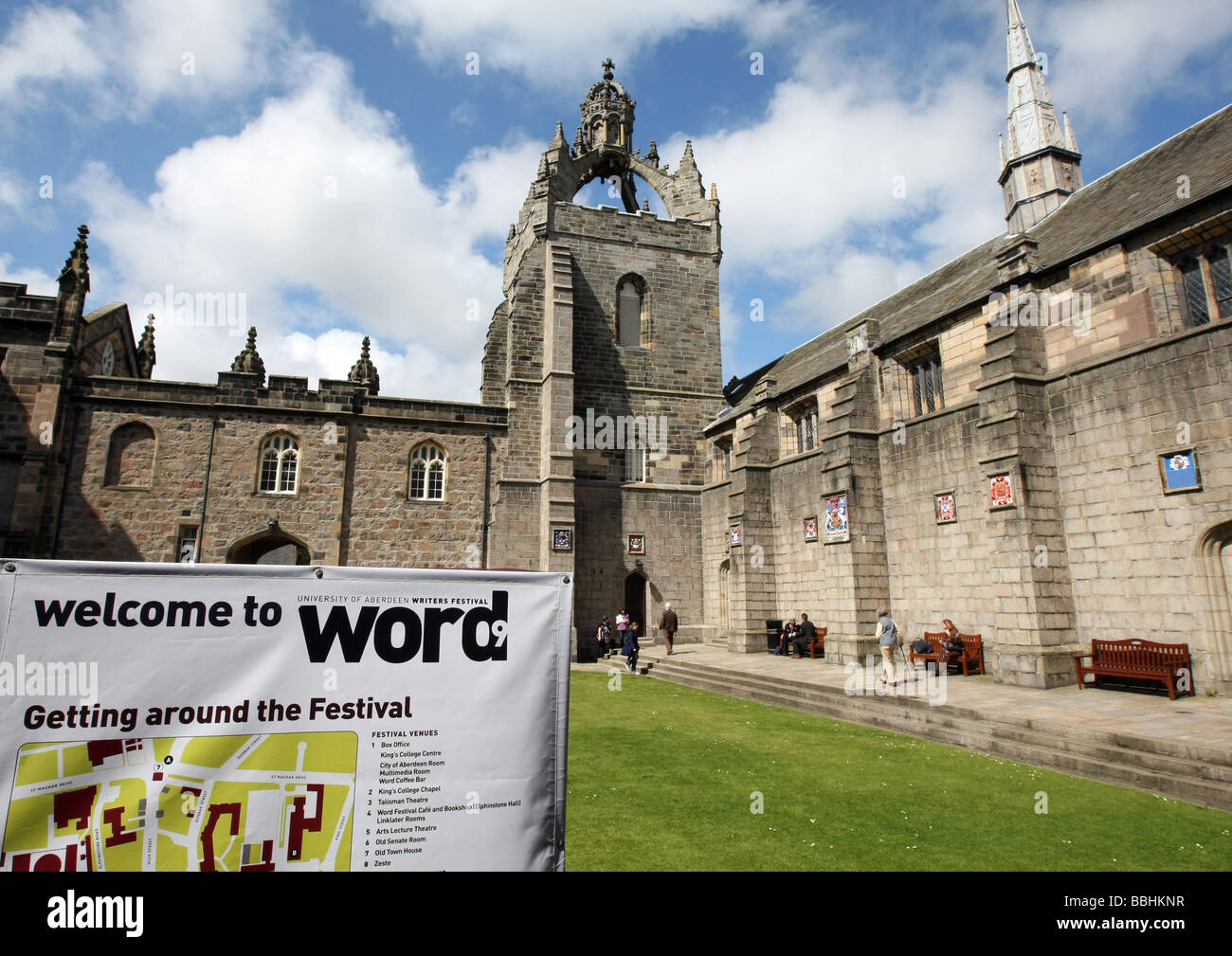 Le mot Festival tenu à l'Université d'Aberdeen, Écosse, Royaume-Uni Banque D'Images