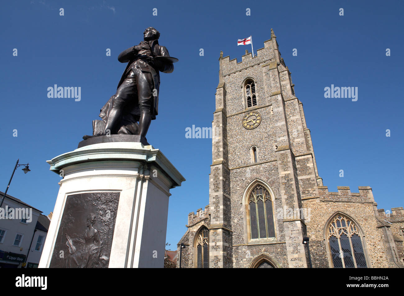 Grande-bretagne Angleterre Suffolk Sudbury Thomas Gainsborough Statue St Peter s'Église sur Market Hill Banque D'Images