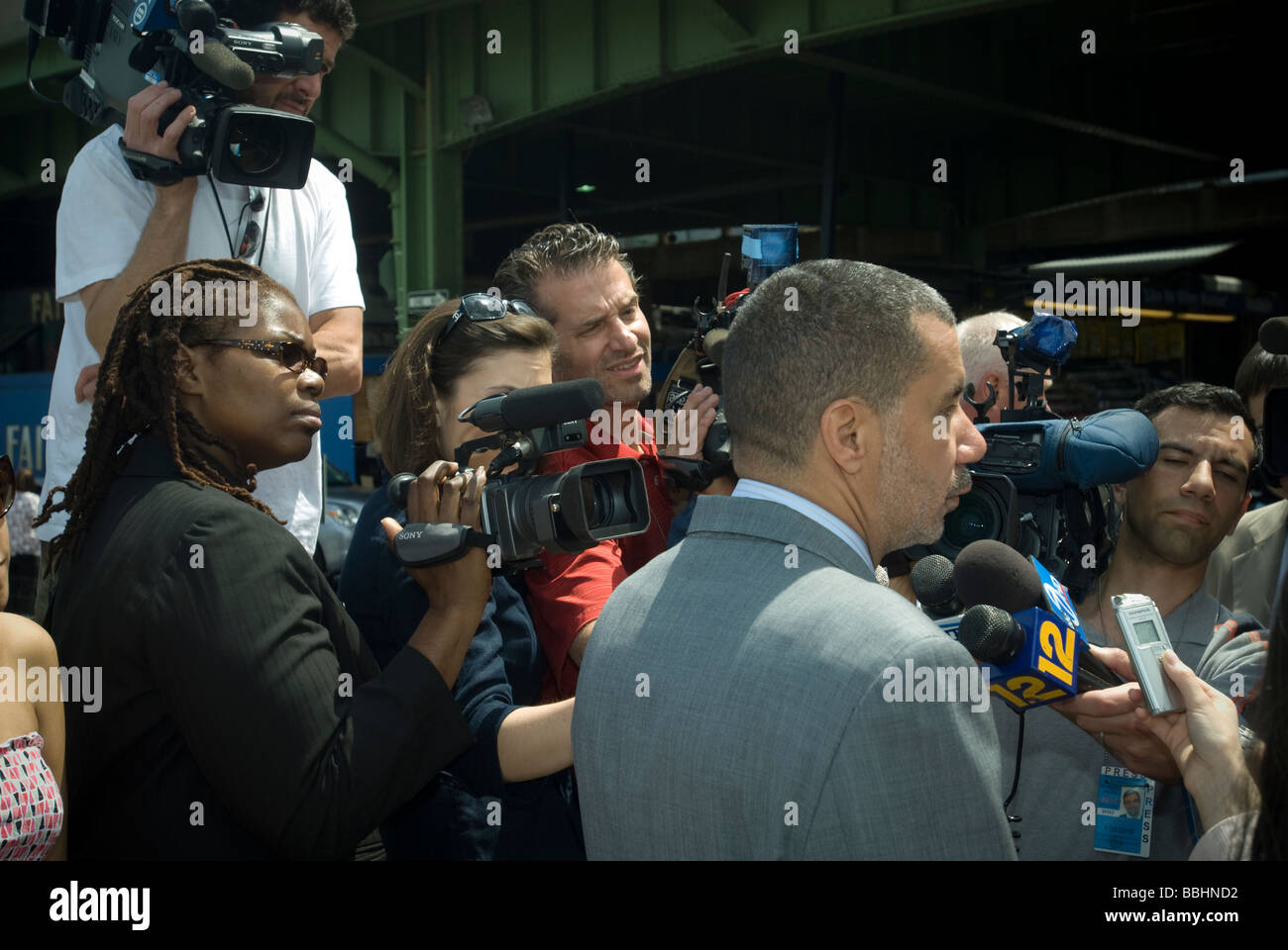 Gouverneur de l'État de New York David Paterson à l'ouverture de la Hudson River Park Harlem Piers Banque D'Images