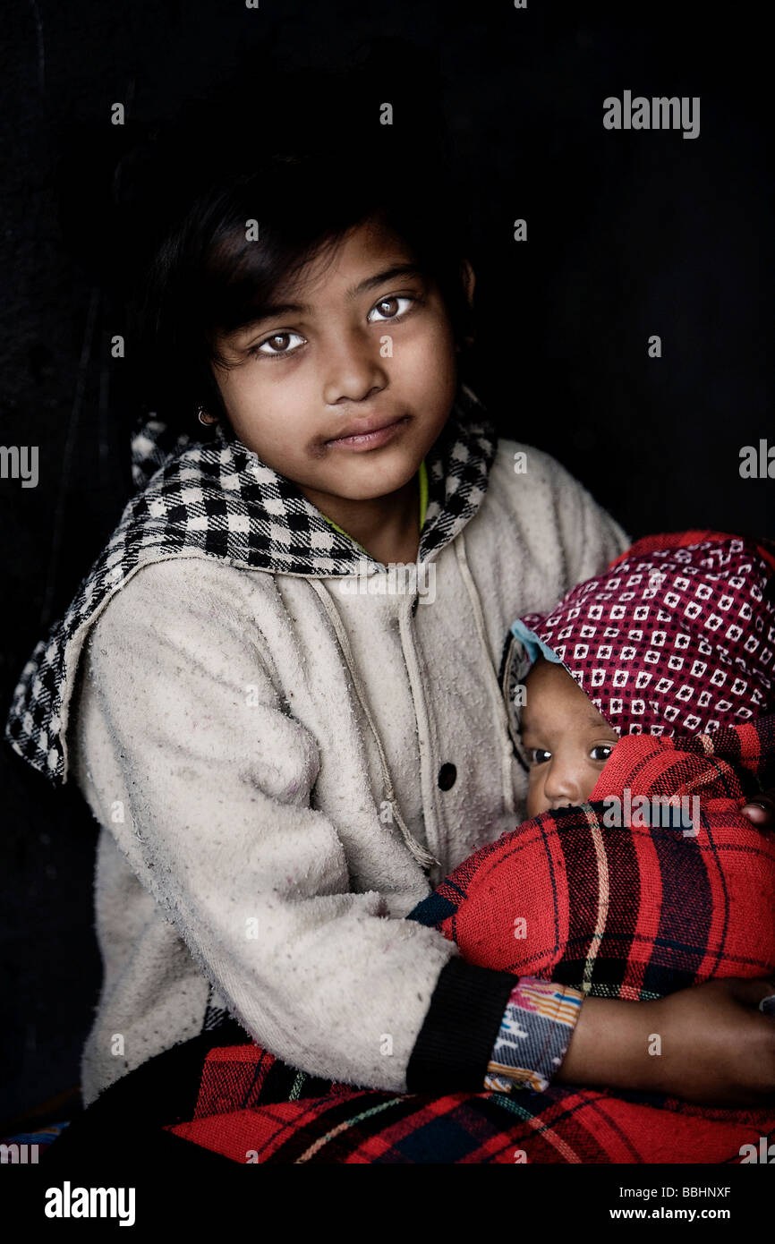 Pokhara, Népal, à l'orphelinat orphelins Banque D'Images