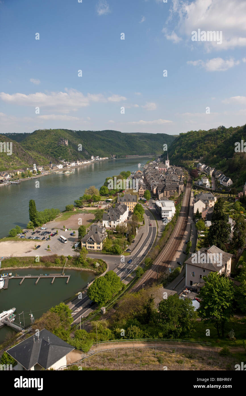 Avis de Burg Rheinfels Château de Saint- Goar, Rhein-Hunsrueck district, Rhénanie-Palatinat, Allemagne, Europe Banque D'Images