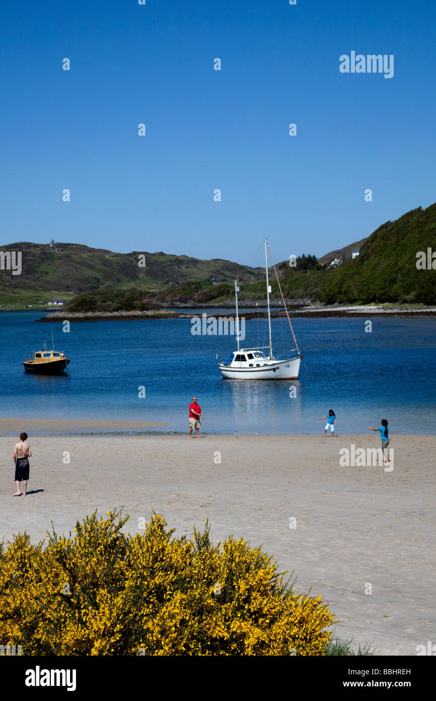 Belle plage de sable sur la rivière Morar près de Mallaig, Écosse, Royaume-Uni, Europe Banque D'Images