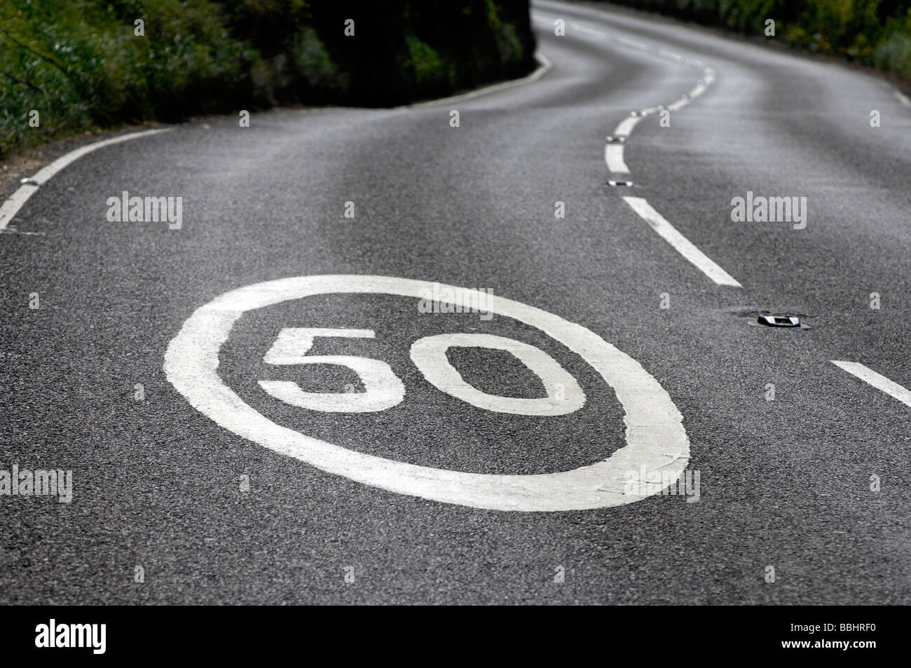 50mph vitesse limite signe, UK Banque D'Images