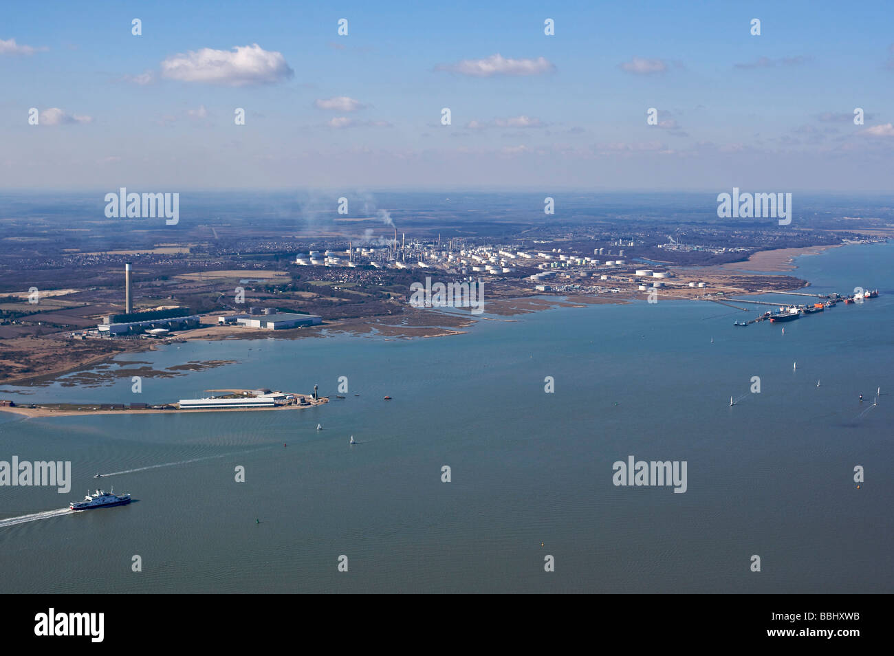 Vue aérienne de la raffinerie de pétrole de Fawley Banque D'Images